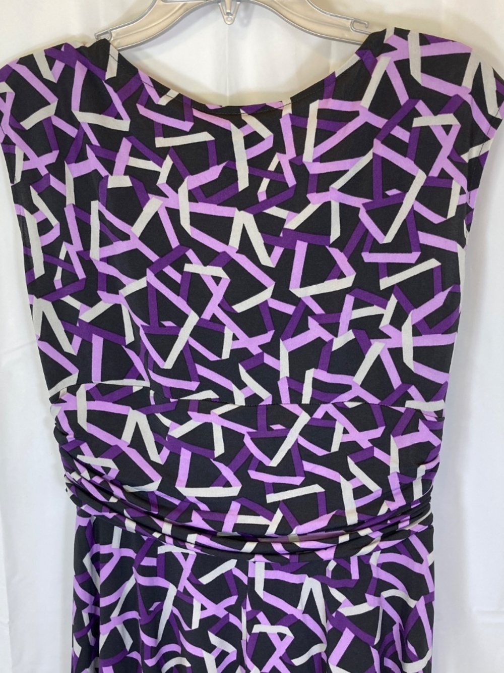 New York & Company Dress Sz M Cowl Neck Dress Gray Purple Worn Once - Picture 9 of 11